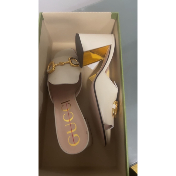Gucci Nappa Charlotte Heeled Mules in Mystic White Size 41 - Picture 12 of 16